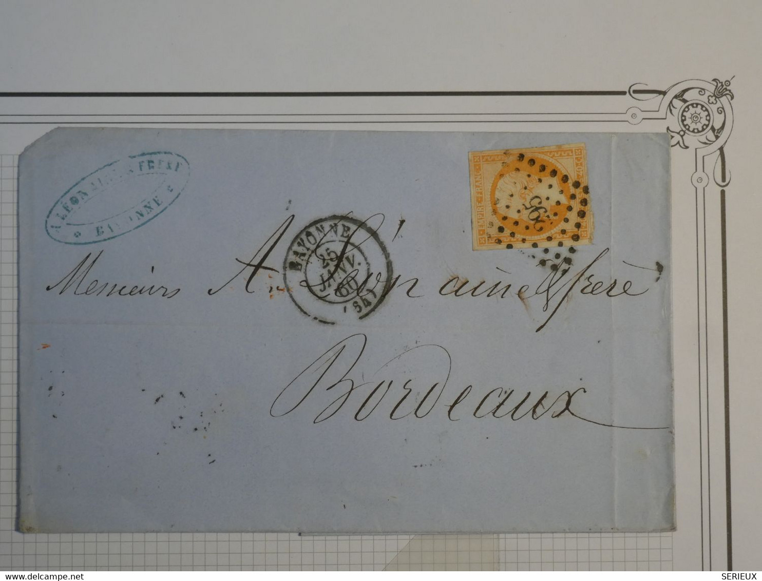 BL18  FRANCE  BELLE  LETTRE 1860 BAYONNE A BORDEAUX  +N°16  +AFF. INTERESSANT - 1853-1860 Napoleone III