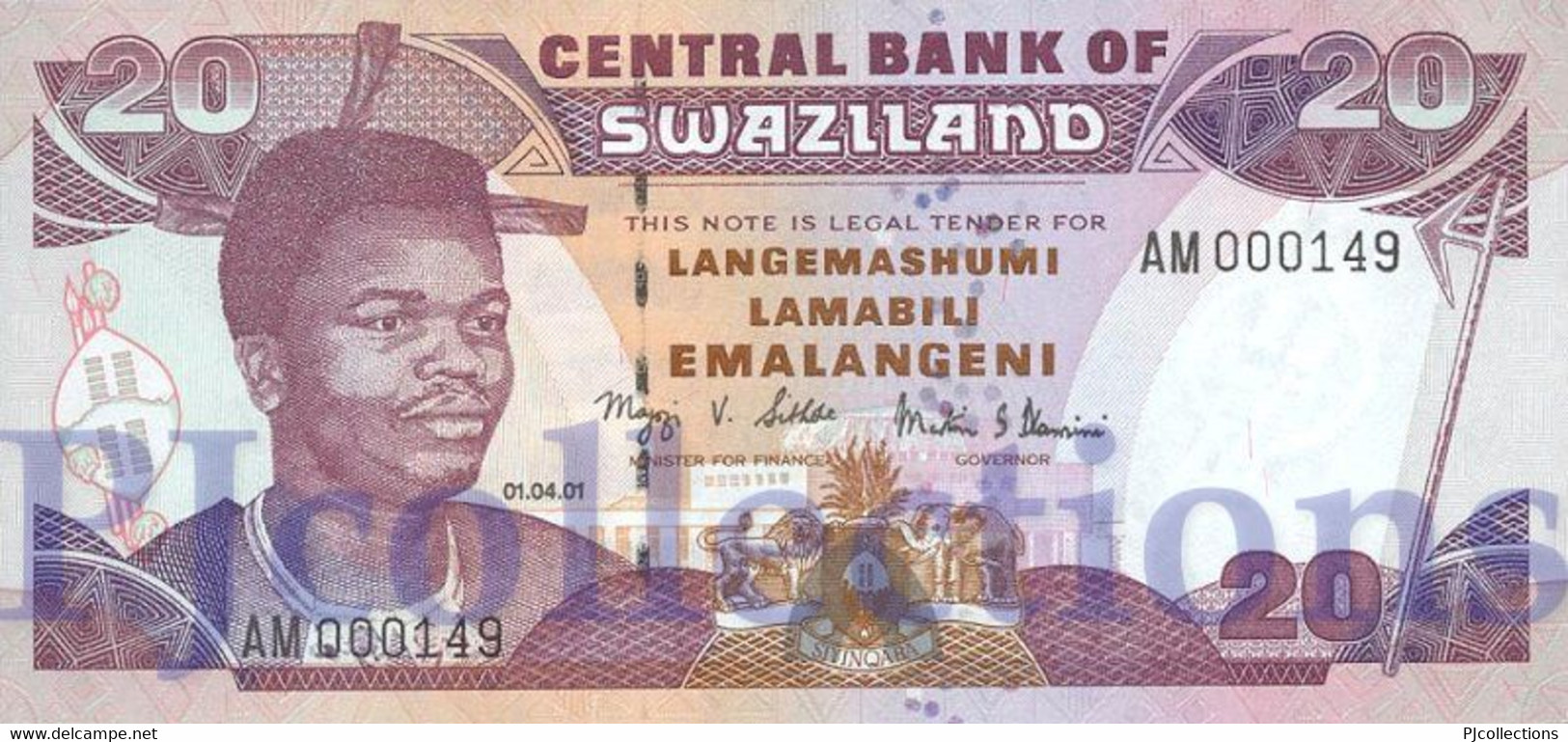 SWAZILAND 20 EMALANGENI 2001 PICK 30a UNC - Swasiland