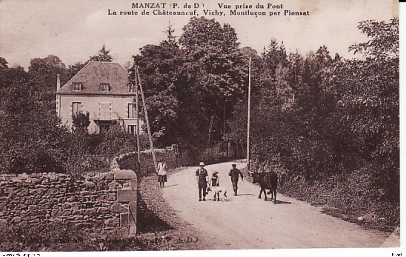 3135165Manzat, Vue Prise Du Pont La Route De Chateauneuf, Vichy, Montlucon Par Pionsat 1925 - Manzat