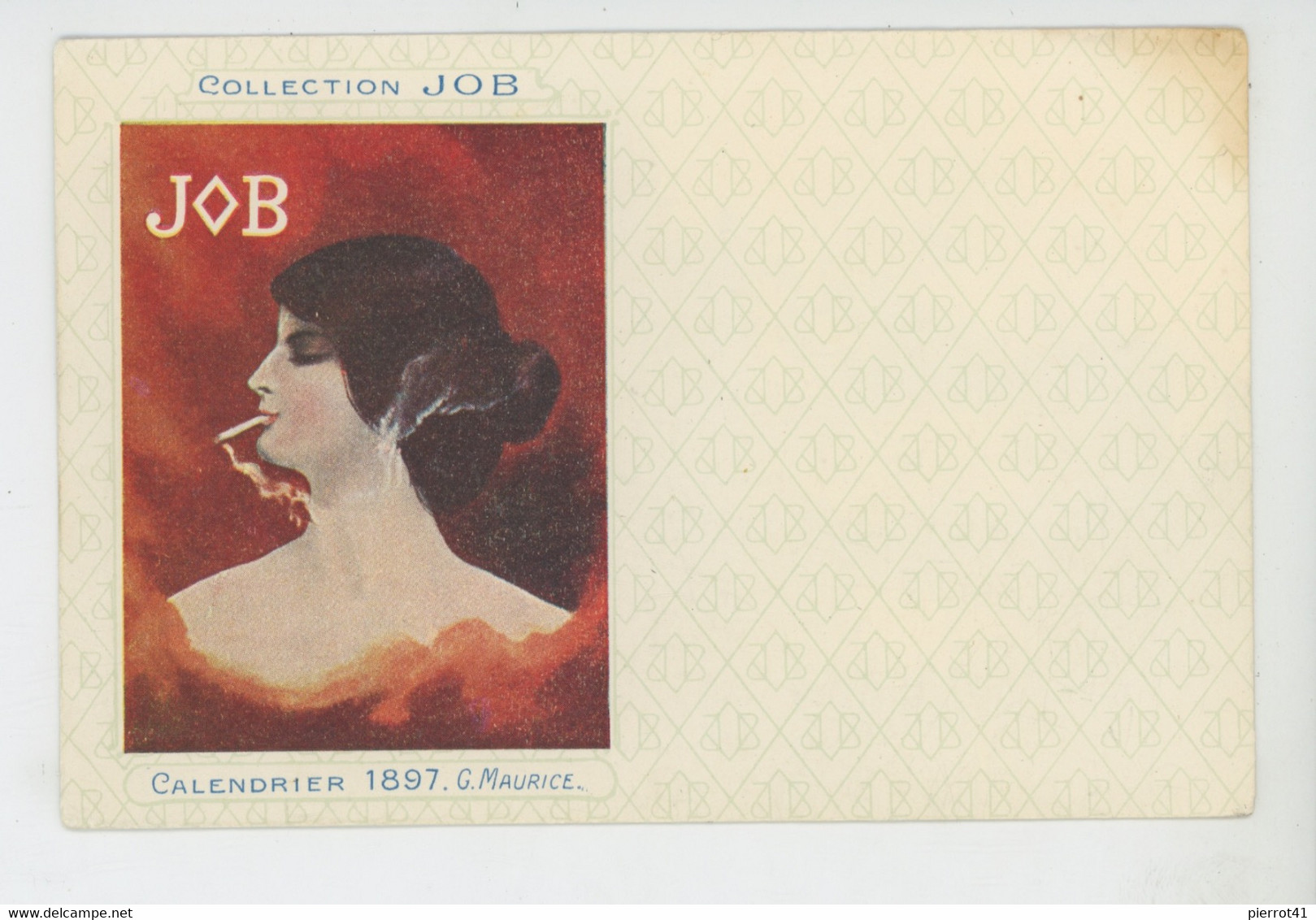 Illustrateur G. MAURICE - COLLECTION JOB - Jolie Carte Fantaisie Femme ART NOUVEAU Fumant Une Cigarette CALENDRIER 1897 - Maurice