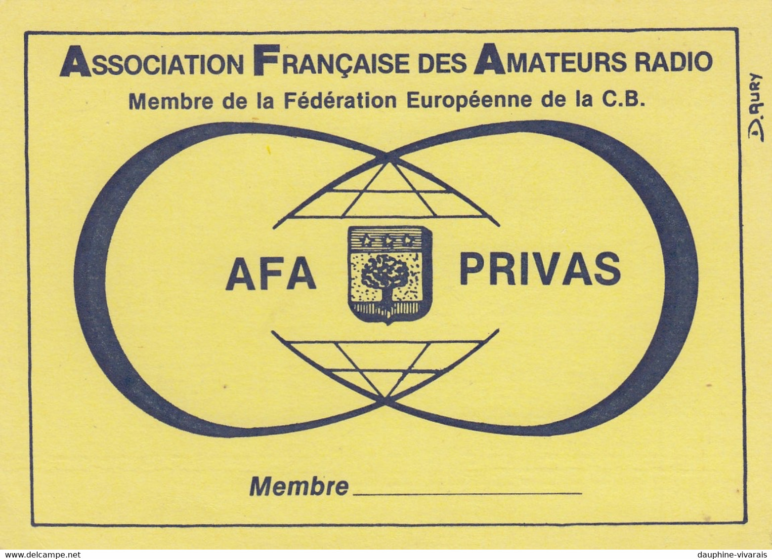 CARTE QSL PRIVAS ARDECHE 07 - ASSOCIATION FRANCAISE DES AMATEURS RADIO - AFA PRIVAS - CB-Funk