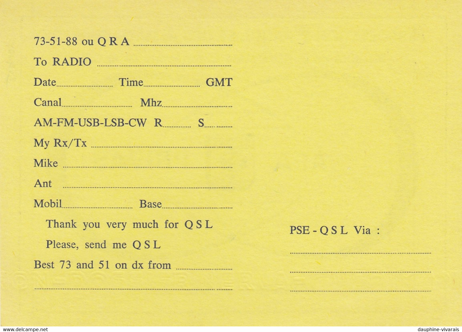 CARTE QSL PRIVAS ARDECHE 07 - ASSOCIATION FRANCAISE DES AMATEURS RADIO - AFA PRIVAS - CB