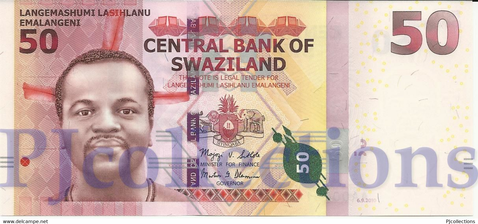 SWAZILAND 50 EMALANGENI 2010 PICK 38a UNC PREFIX "AA" - Swasiland