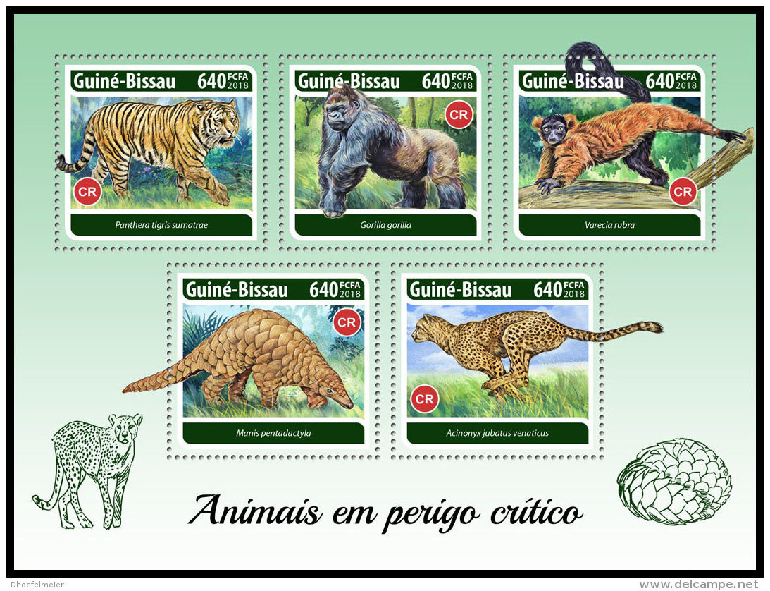 GUINEA BISSAU 2018 MNH** Gorillas Red Vari Endangered Species M/S - OFFICIAL ISSUE - DH1820 - Gorilles