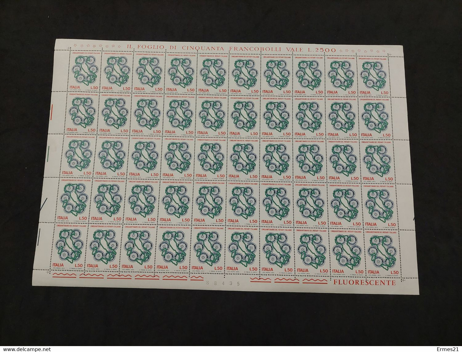 Francobolli Cinquantenario Del Rotary Italiano. 1973. Valore 50 Lire. Nuovi. Condizioni Eccellenti. Foglio Intero Di 50 - Feuilles Complètes