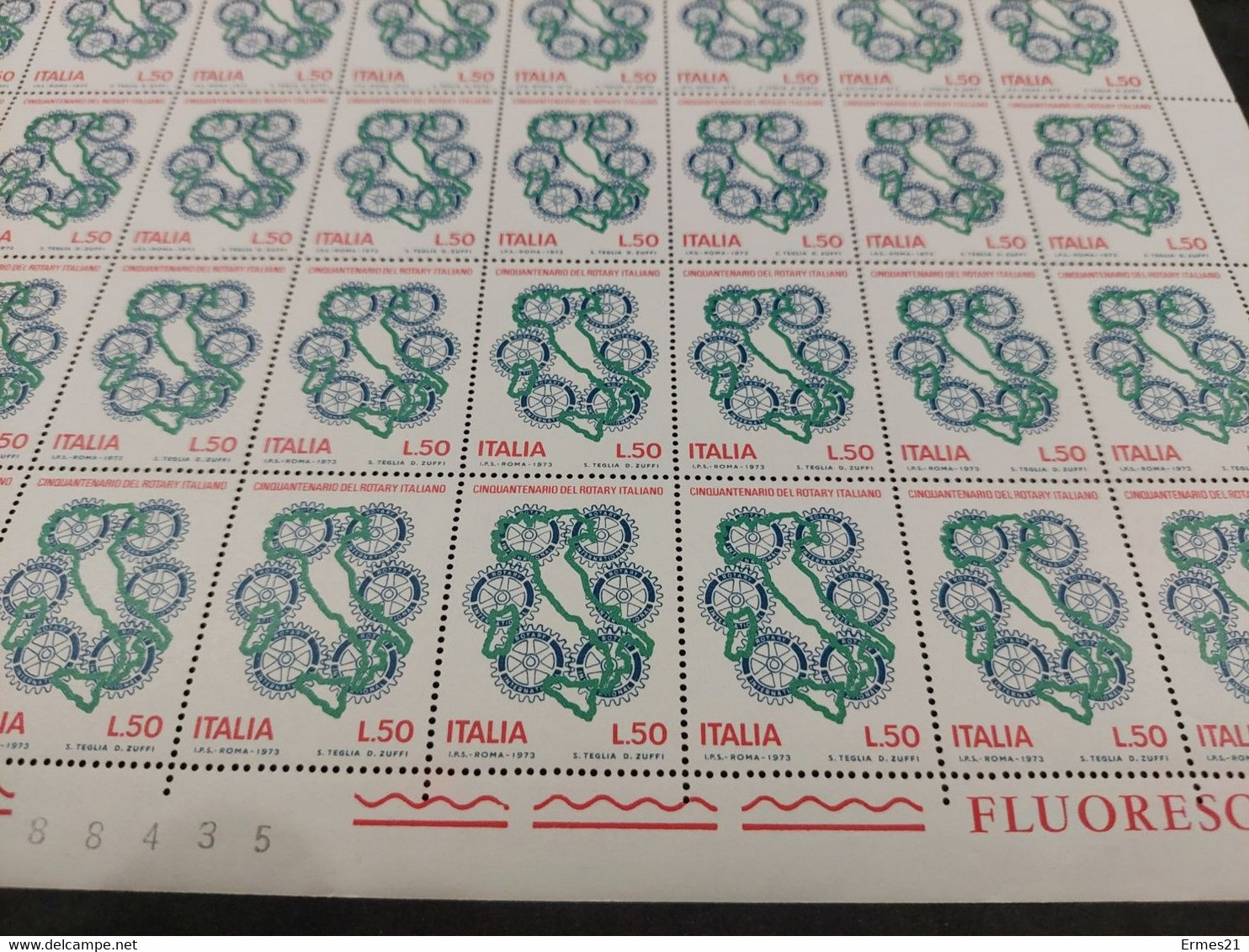 Francobolli Cinquantenario Del Rotary Italiano. 1973. Valore 50 Lire. Nuovi. Condizioni Eccellenti. Foglio Intero Di 50 - Fogli Completi