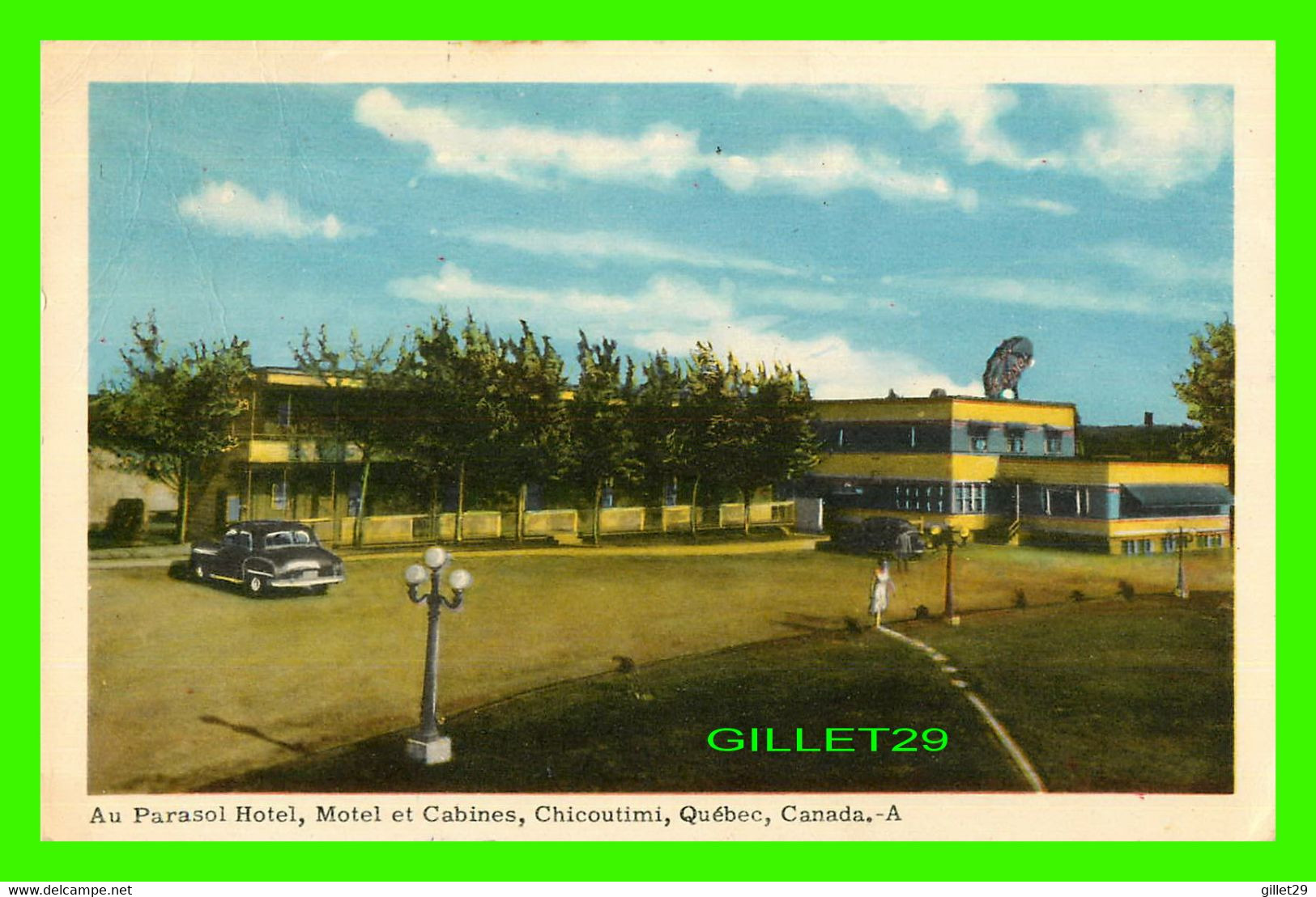 CHICOUTIMI, QUÉBEC - AU PARASOL HOTEL, MOTEL ET CABINES - CIRCULÉE EN 1955 - THE PHOTOGELATINE ENGRAVING CO - - Chicoutimi