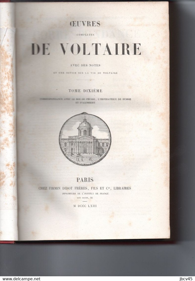 lot de 7 tomes oeuvres de VOLTAIRE  firmin-didot fils et cie 1863-1865