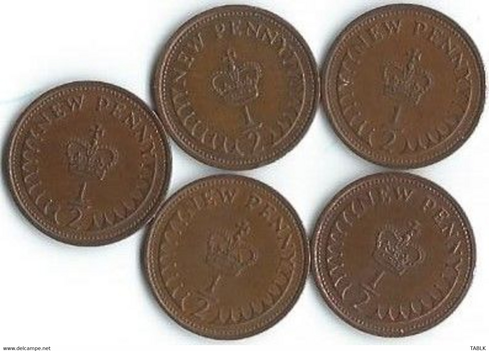 MT203 - VERENIGD KONINKRIJK - UNITED KINGDOM - 5 X 1/2 NEW PENNY - - 1/2 Penny & 1/2 New Penny