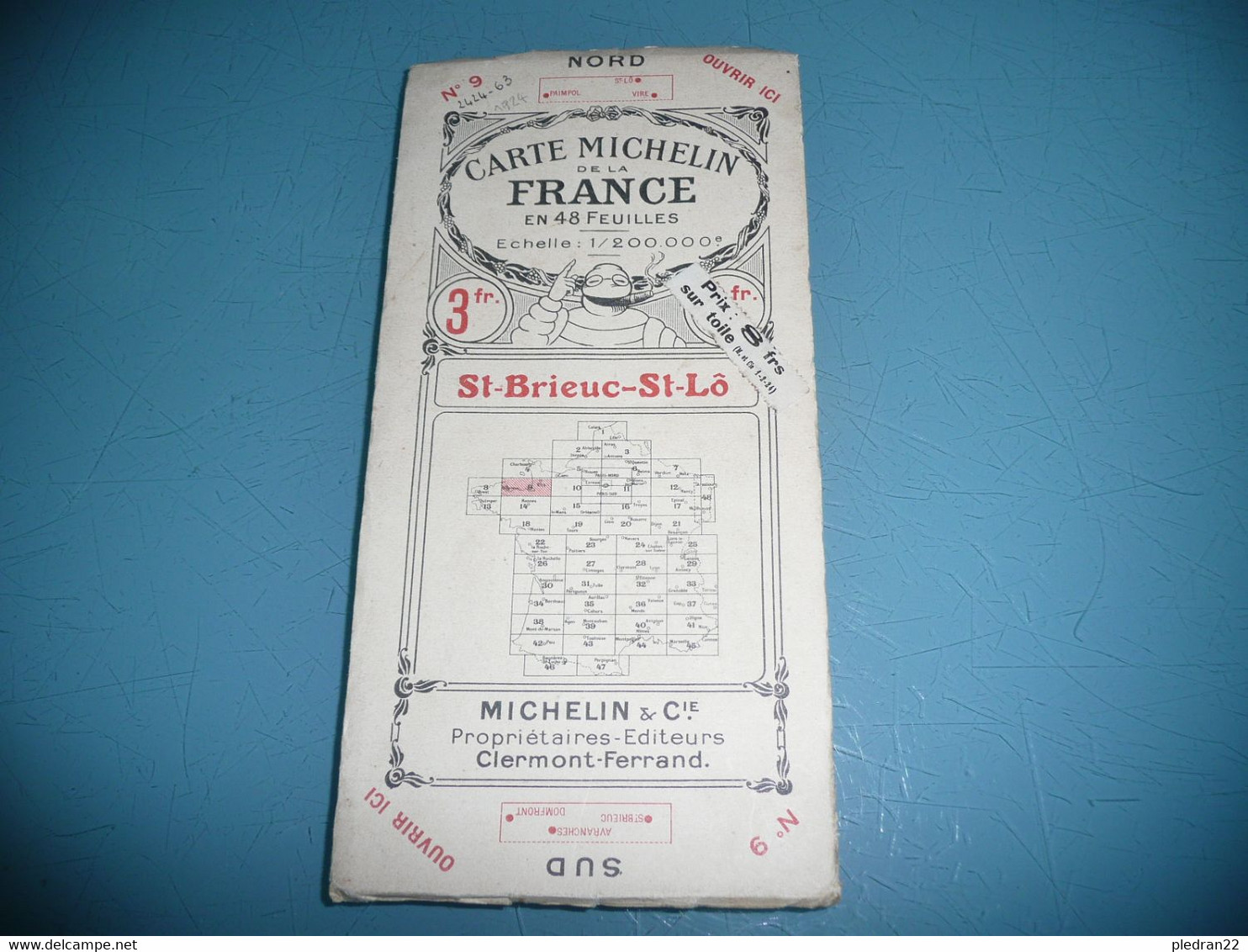 CARTE MICHELIN 1 / 200 000è N° 9 SAINT BRIEUC SAINT LO 1924 - Cartes Routières