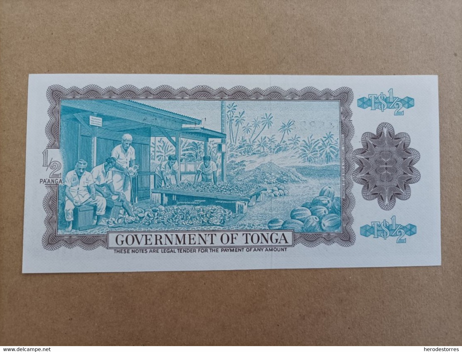Billete De TONGA De 1/2 PAANGA, Año 1988, UNC - Tonga
