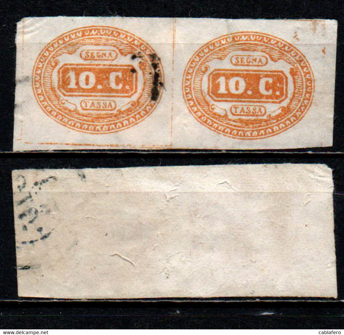 ITALIA REGNO - 1863 - OVALE CON DICITURE E VALORE AL CENTRO - COPPIA - USATI - Taxe