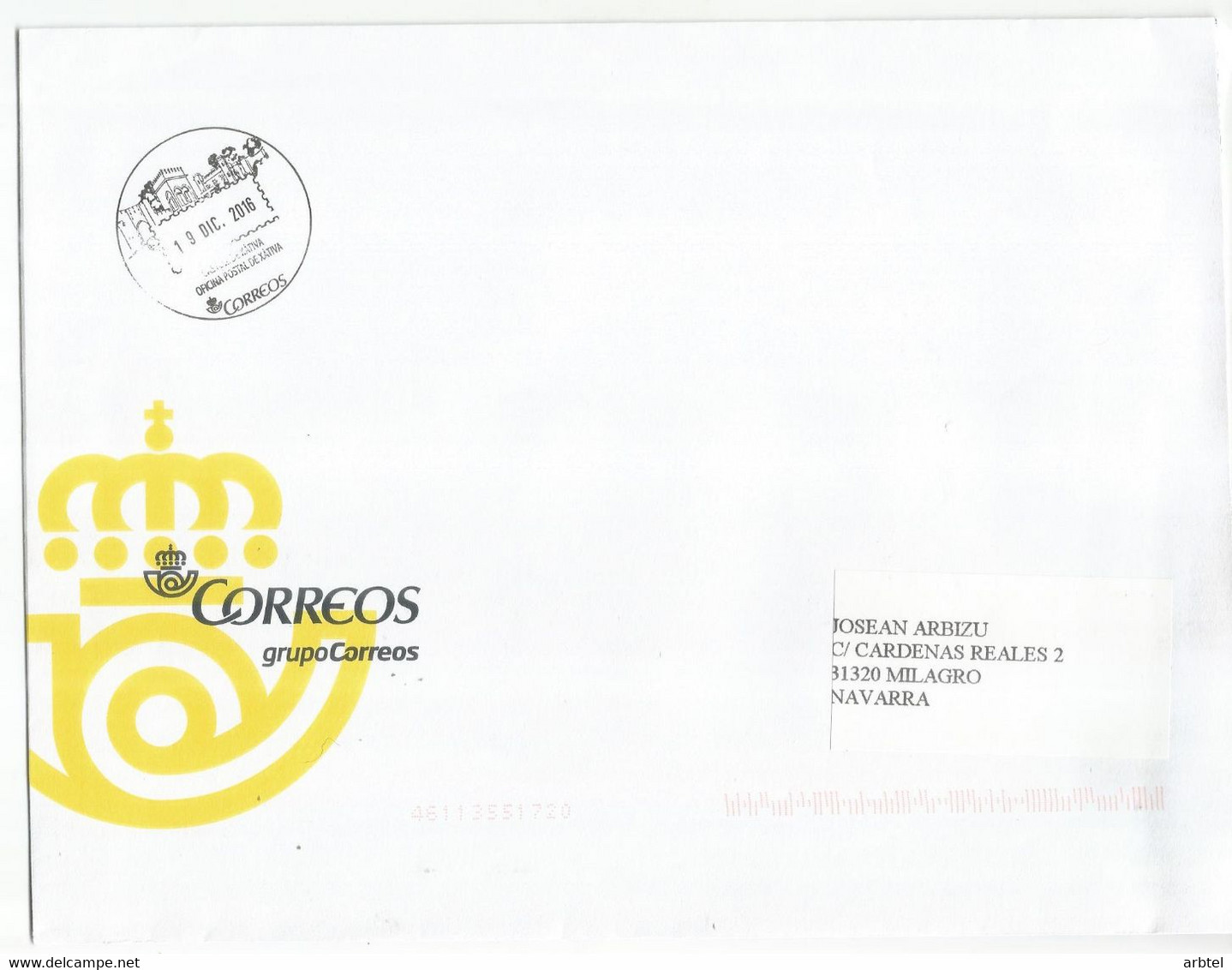 XATIVA VALENCIA FRANQUICIA DE CORREOS CON MAT TURISTICO CASTELL CASTILLO CASTLE - Franchise Postale