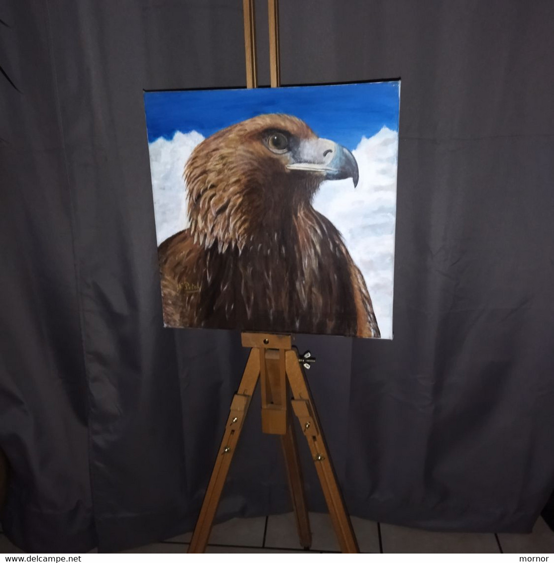 TABLEAU AIGLE Rapace Oiseau Peinture Acrylique Sur Toile Signé N.Petry - Acrylic Resins