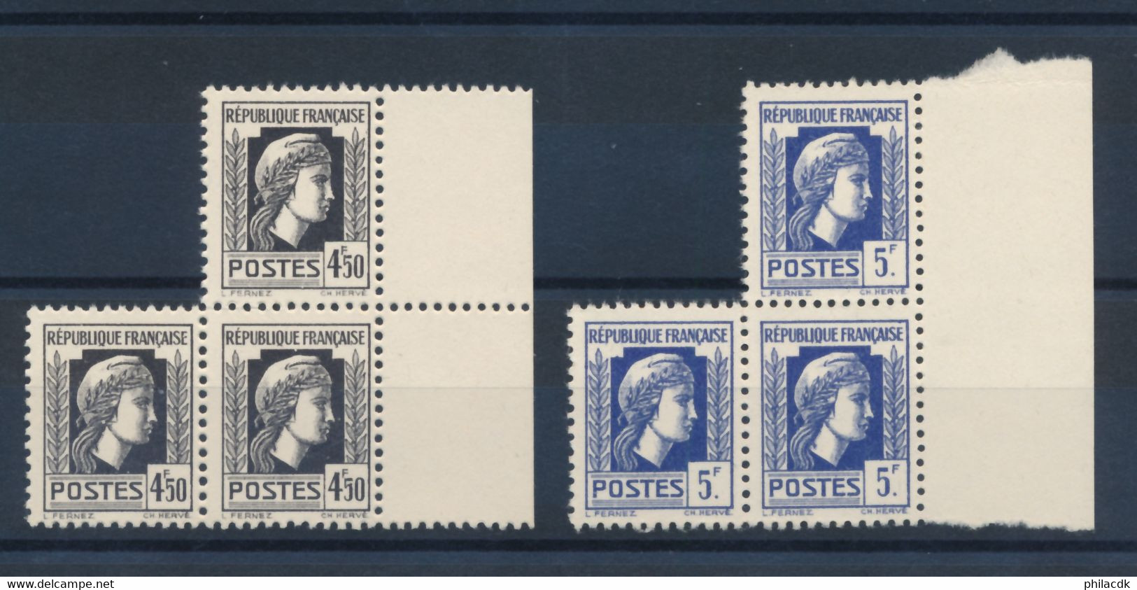 FRANCE - BLOCS DE 3 N° 644/45 NEUFS** SANS CHARNIERE - 1944 - COTE : 25€20 - 1944 Hahn Und Marianne D'Alger