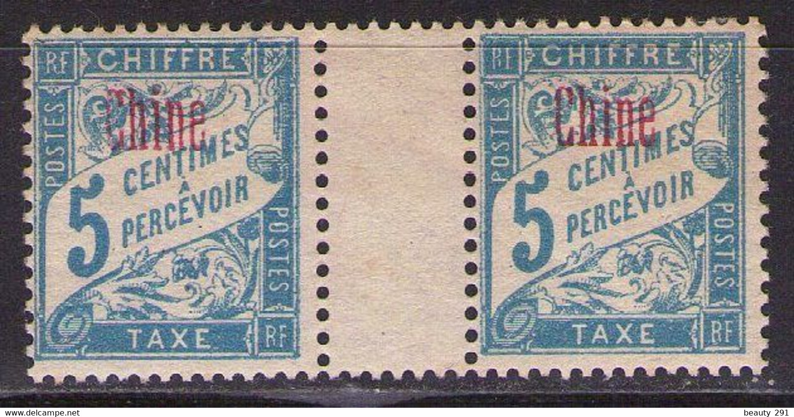 CHINA 1901 PORTO,TAXE Mi 1 PAAR  MH* - Timbres-taxe