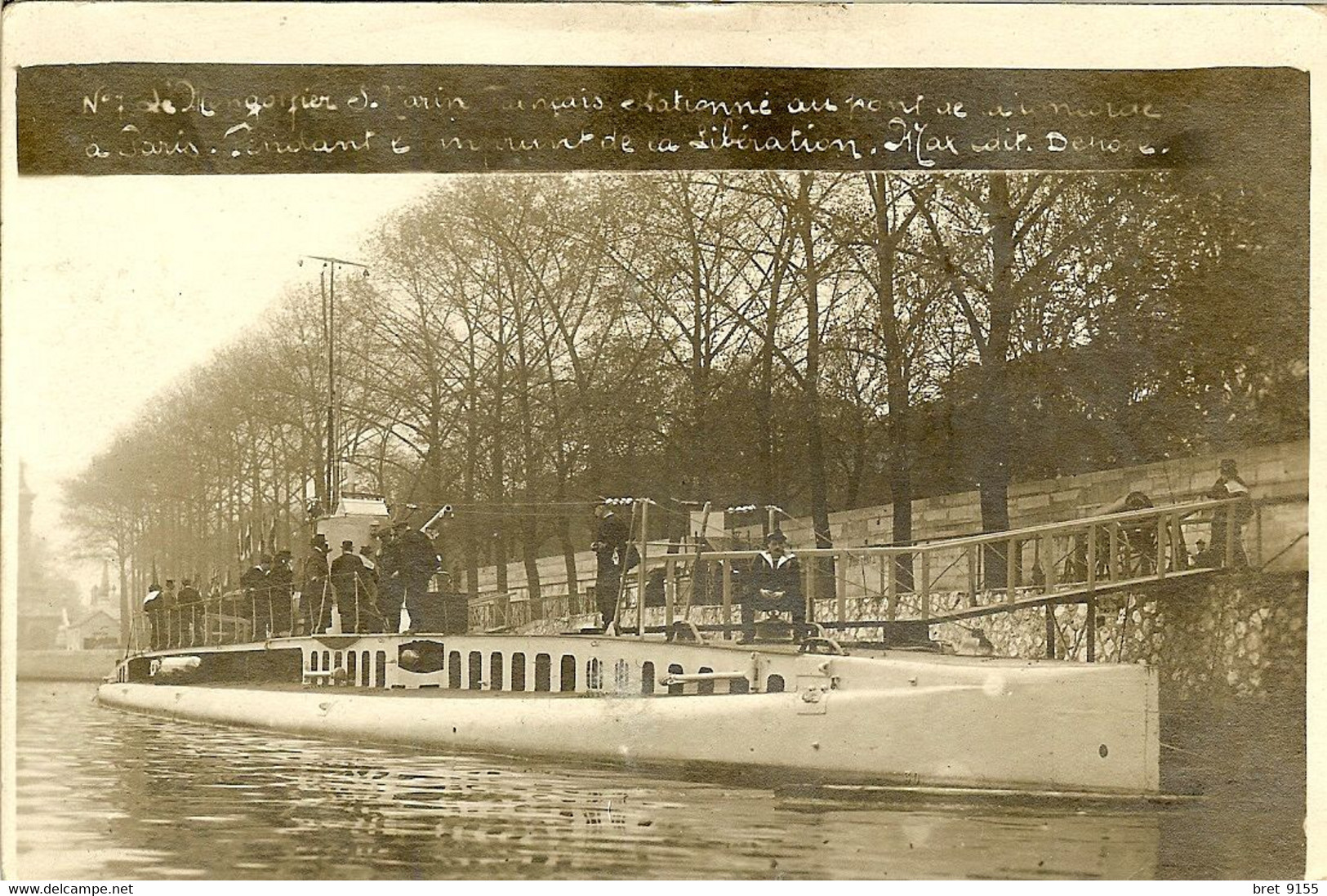 75 PARIS CARTE PHOTO PONT DE LA CONCORDE LE SOUS MARIN MONGOLFIER EN STATIONNEMENT - Bridges