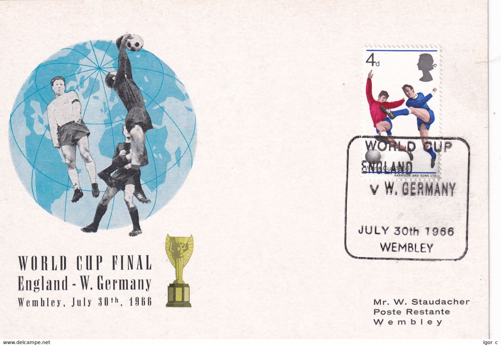 United Kingdom UK 1966 Card: Football Fussball Soccer Calcio; FIFA World Cup England - West Germany Final Wembley - 1966 – England