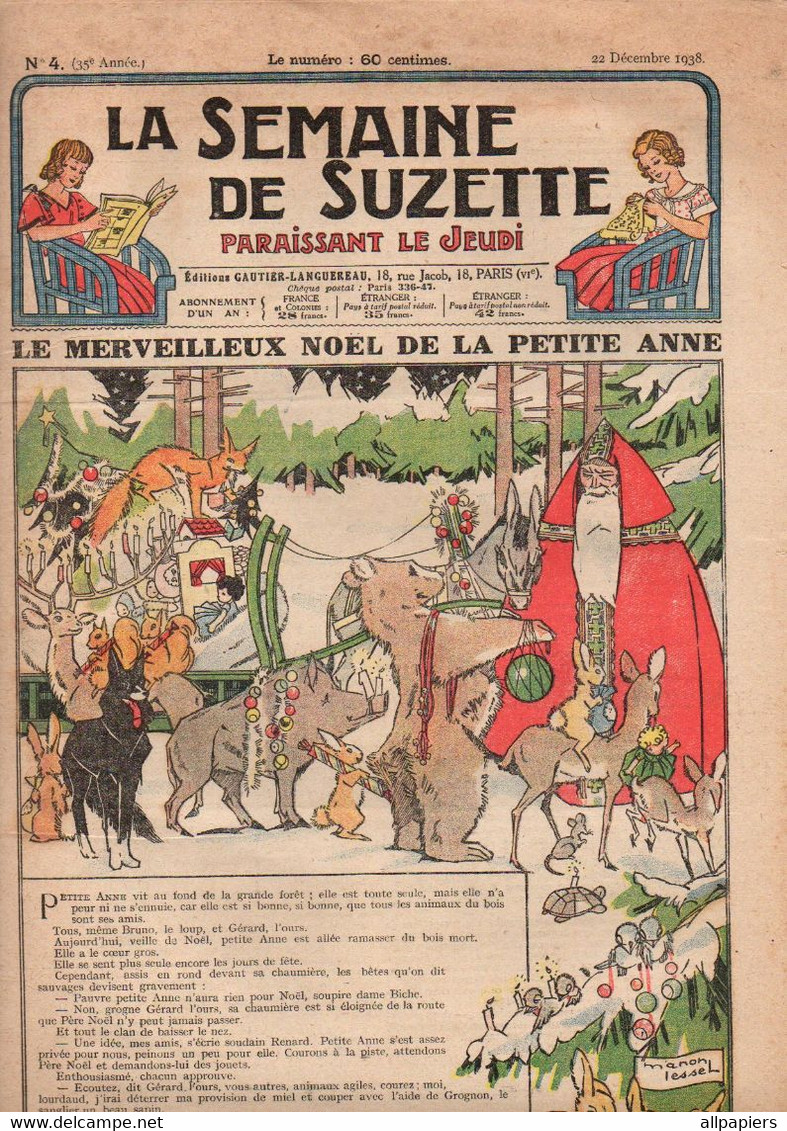 La Semaine De Suzette N°4 Le Merveilleux Noel De La Petite Anne - Le Noel De Bamboula - Christmas, Le Noel Anglais... - La Semaine De Suzette