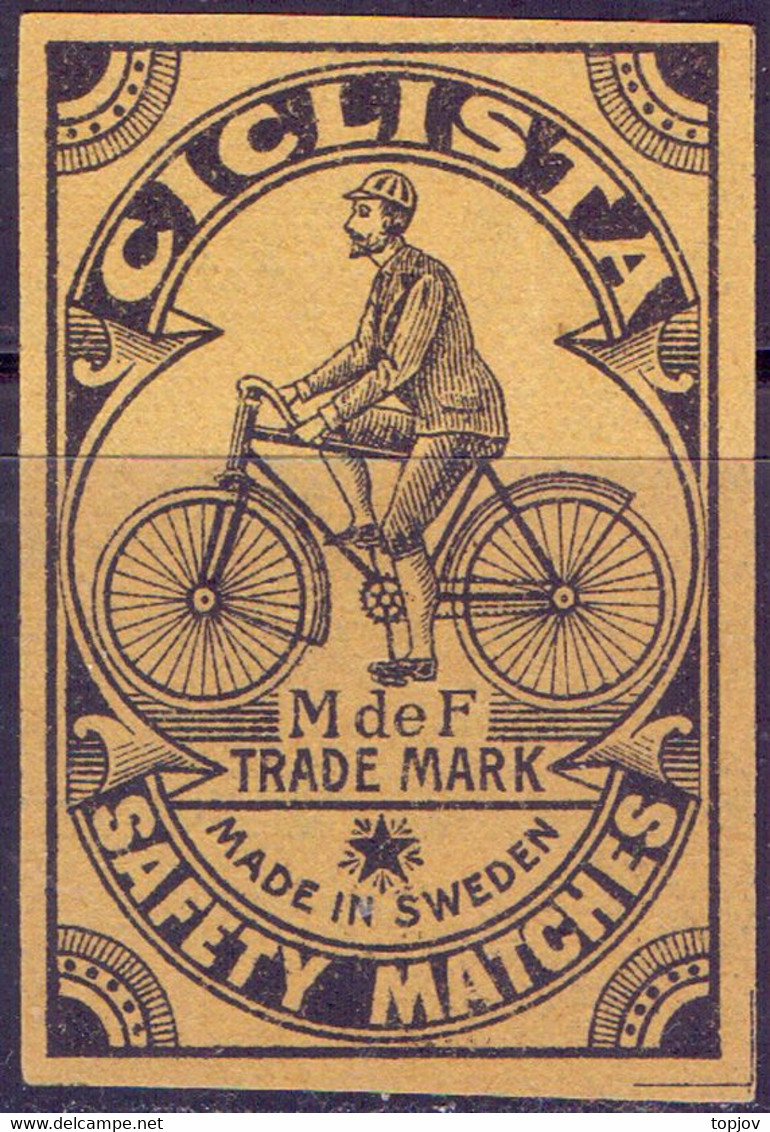 MATCH LABELS EXPORT - M. De F. TRADE MARK  CICLISTA - SWEDEN - Cc 1960. - Drava - Zündholzschachteletiketten