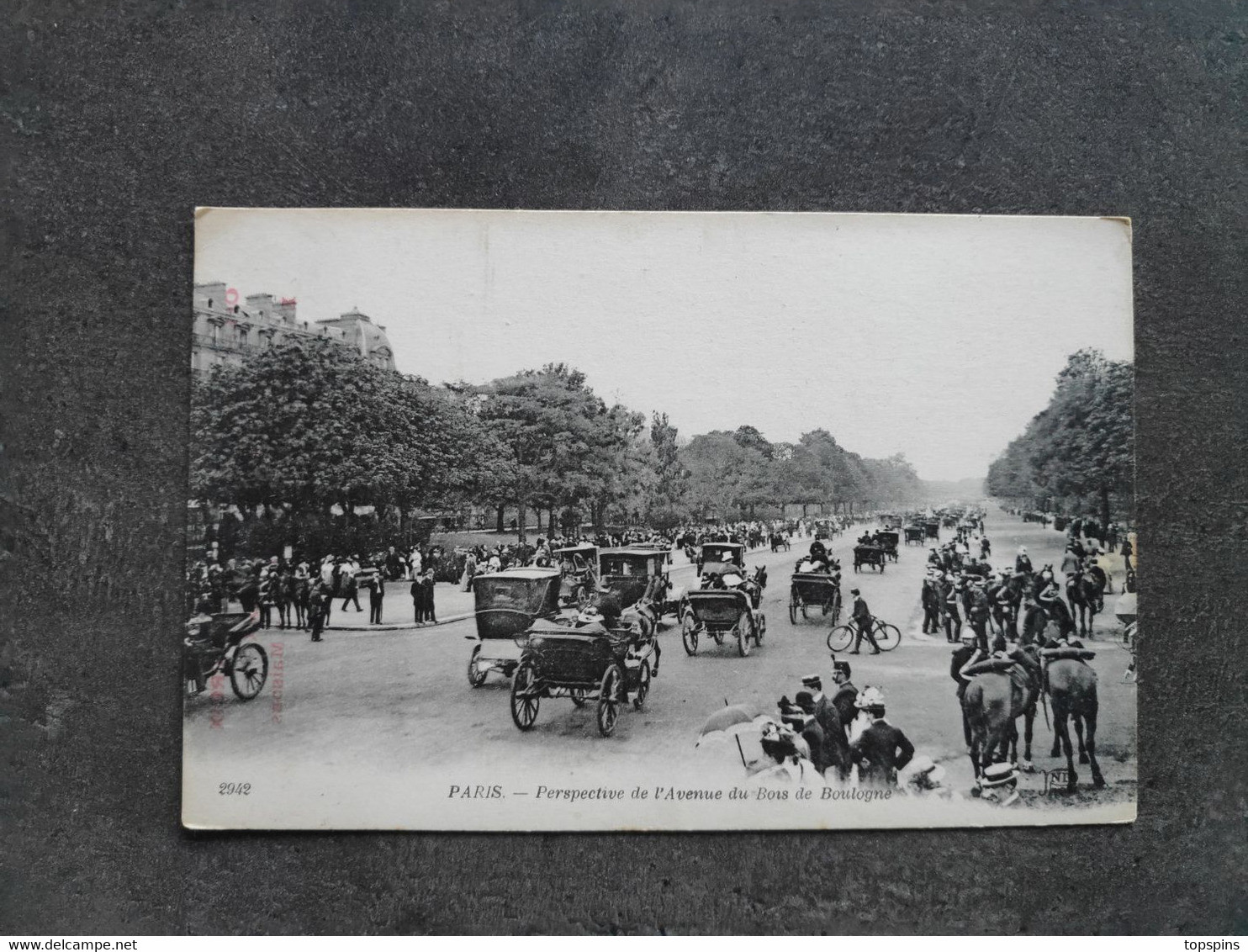 ED NEURDEIN CARTE POSTALE CP ANIME PARIS AVENUE BOIS BOULOGNE CALÈCHES JAVEL COTELLE LESSIVE LA CROIX  ANNEES 20/30 TBE - Taxis & Fiacres