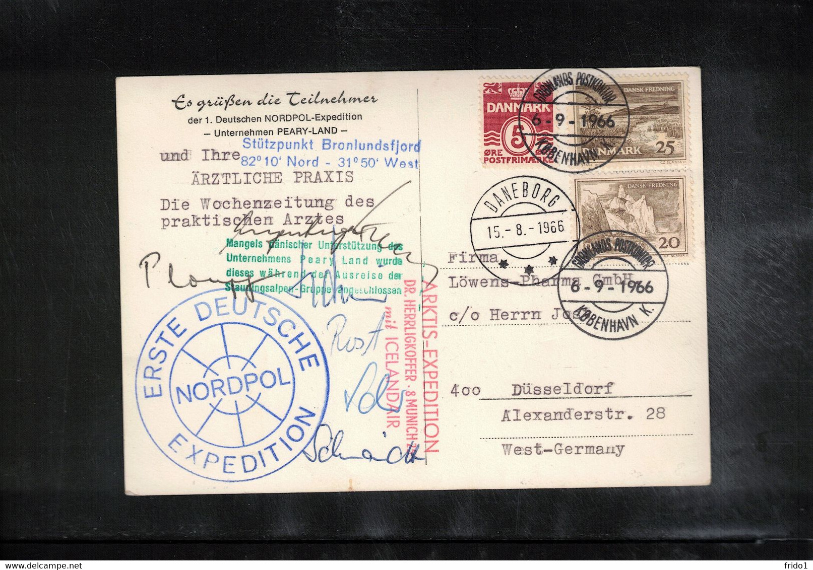 Greenland 1966 Erste Deutsche Nordpol Expedition - Peary Land Interesting Postcard - Arctic Expeditions