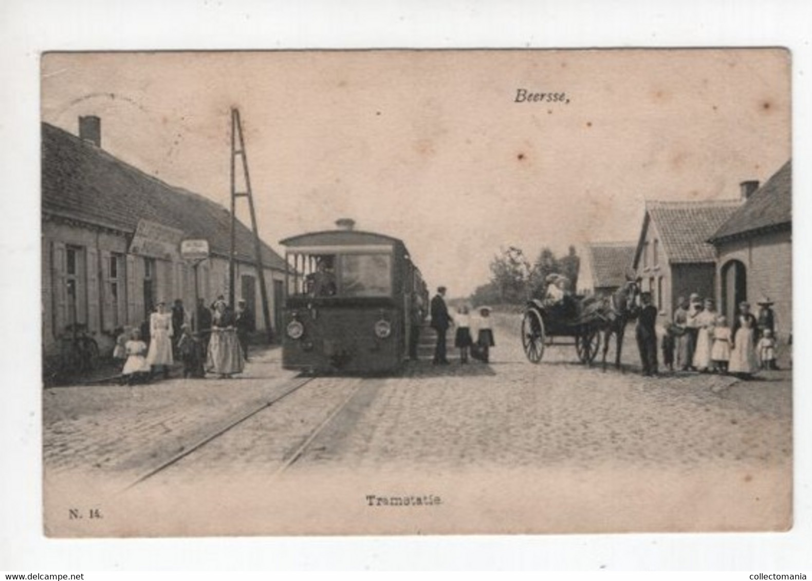 1 Oude Postkaart Beersse Beerse Tramstatie Buurtspoorweg Stoomtram 1906 - Beerse