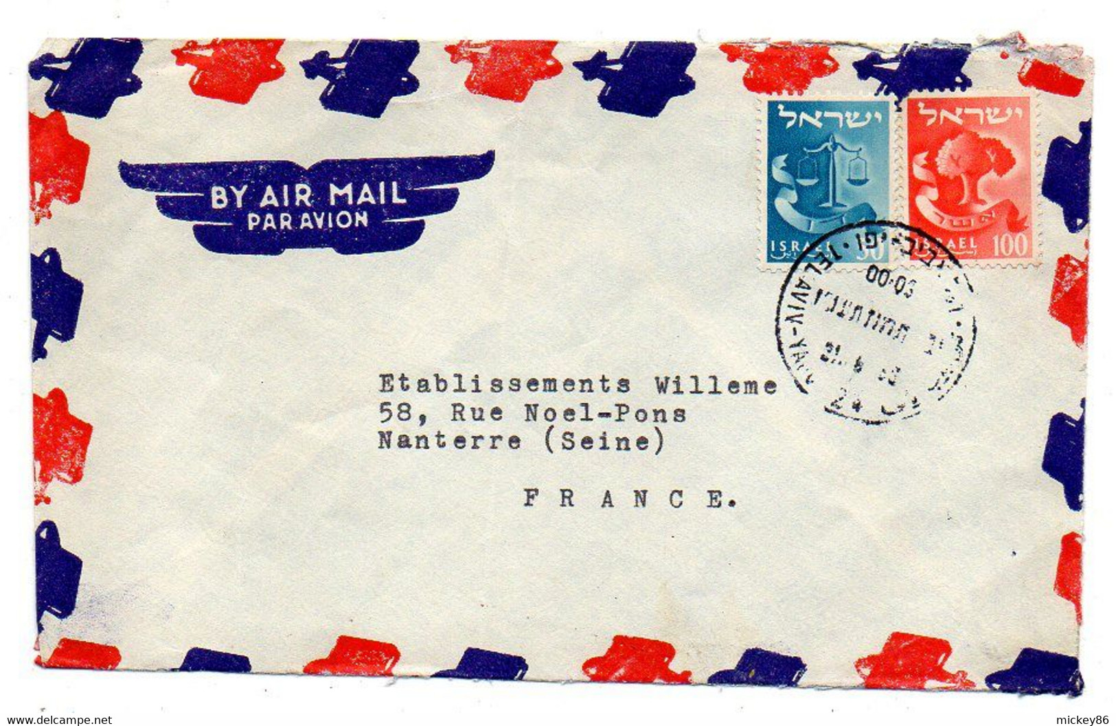 Israel -1960--lettre  TEL AVIV   Pour NANTERRE-92 (France) ..timbres  Sur Lettre, Cachet - Briefe U. Dokumente