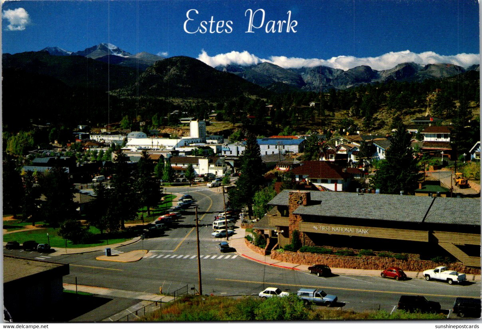 Colorado Estes Park Showing First National Bank In Foreground - Rocky Mountains