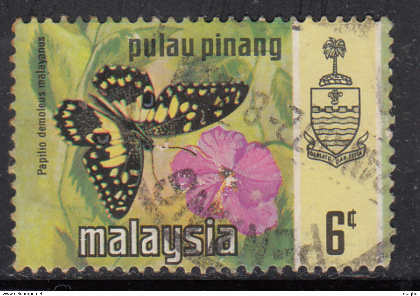 6c Penang Used 1971, Butterfly, Malaya, (sample Image) - Penang