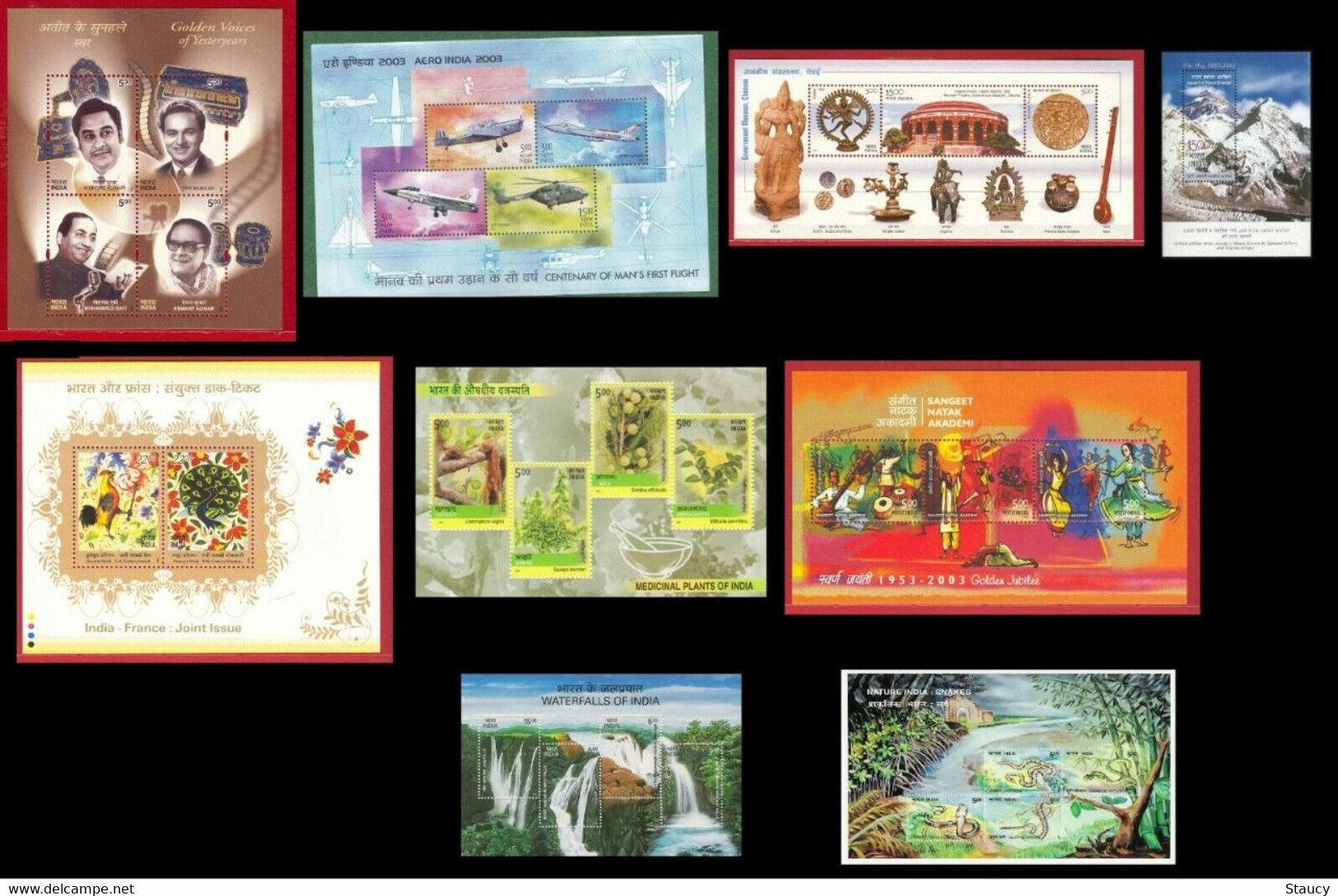 India 2003 Complete/ Full Set Of 9 Different Mini/ Miniature Sheets Year Pack Aero India Chennai Museum MS MNH As Scan - Años Completos