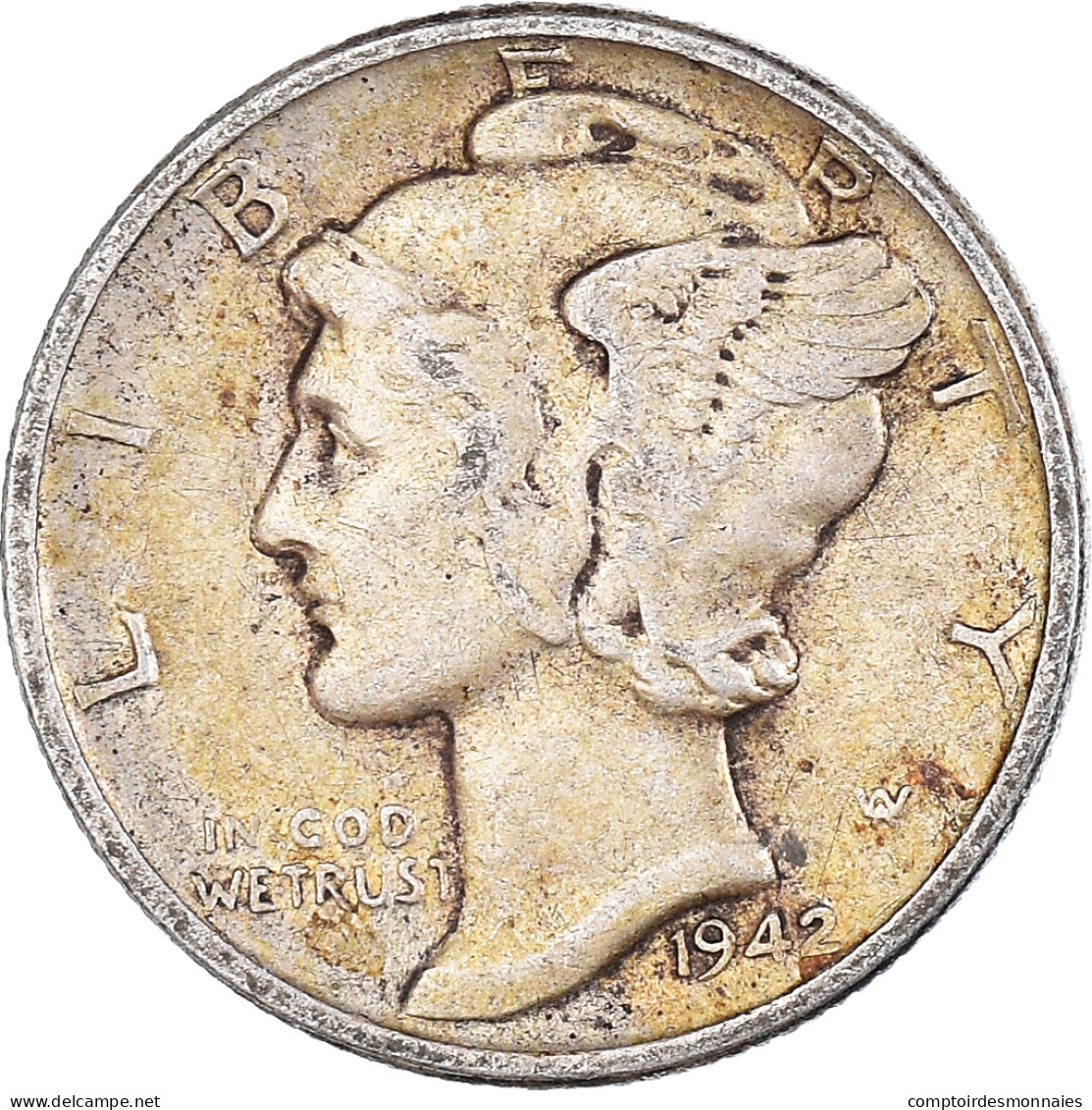 Monnaie, États-Unis, Dime, 1942 - 1916-1945: Mercury (kwik)