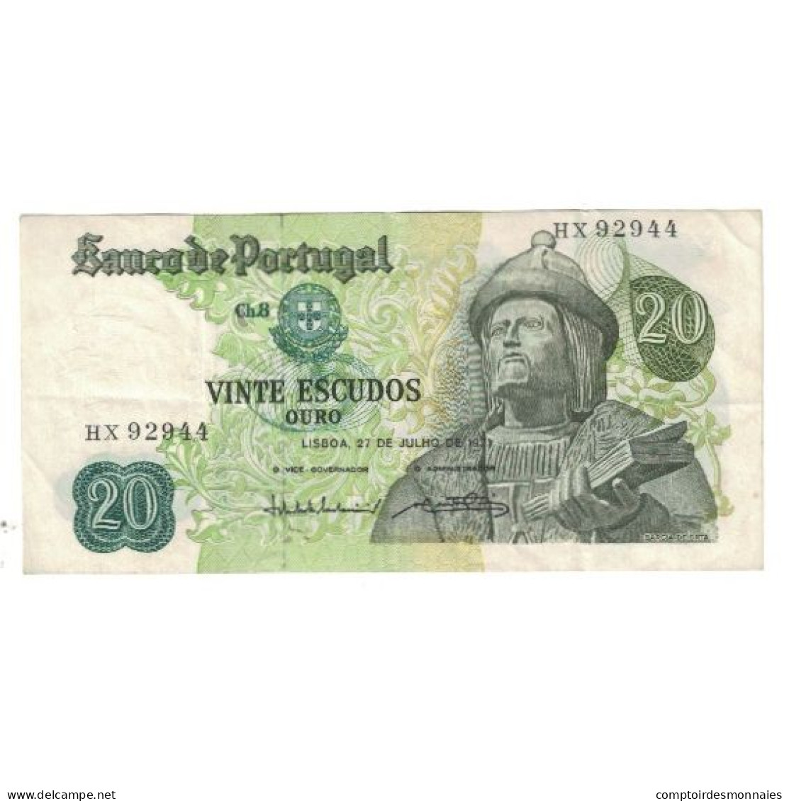 Billet, Portugal, 20 Escudos, 1971, 1971-07-27, KM:173, TTB - Portugal