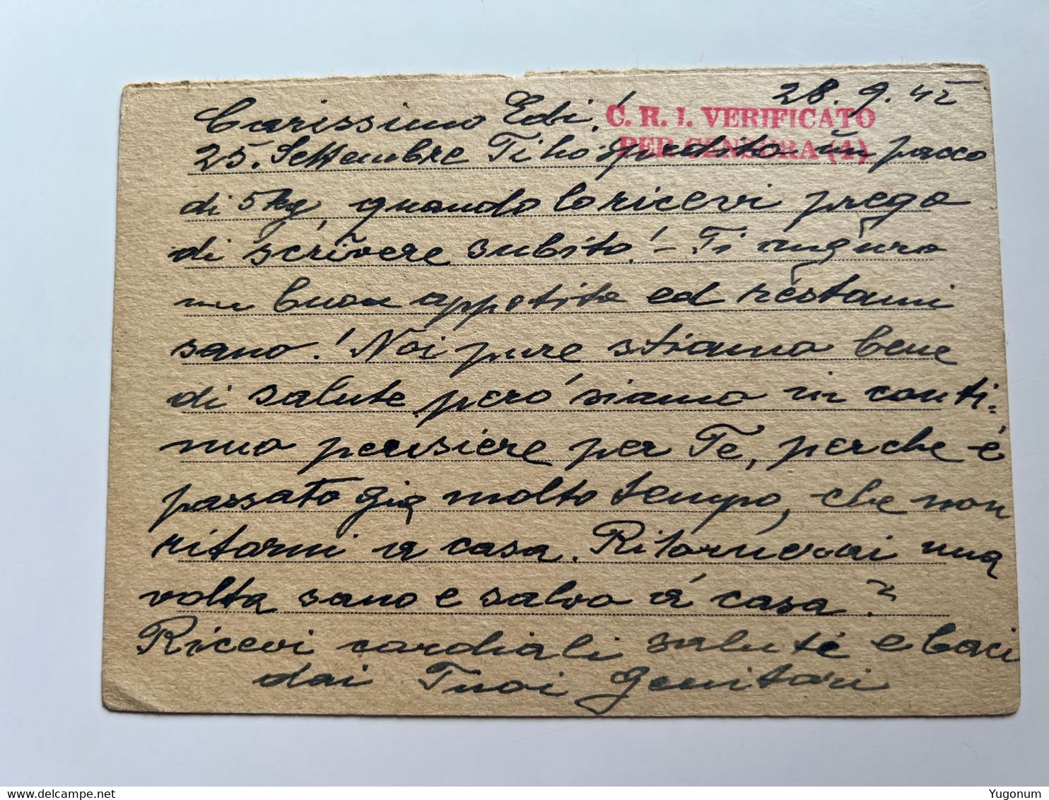 ITALY WWII 1943 Stationary With Stamp Red Cross LUBIANA -> Concenetration Camp No89, GONARS  (No 1891) - Ljubljana