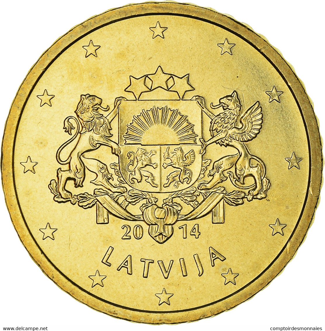 Latvia, 50 Euro Cent, 2014, Stuttgart, SPL, Laiton, KM:155 - Letland