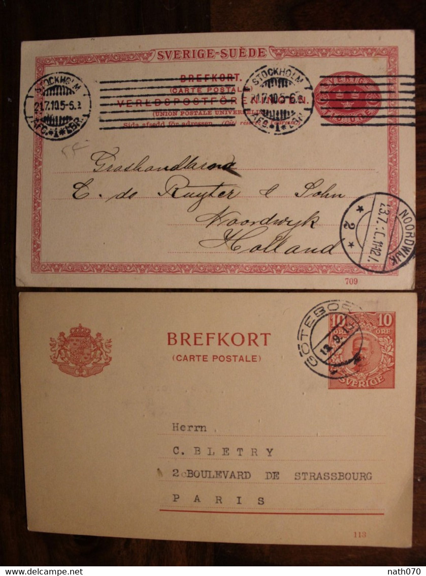 SUEDE 1910's Lot 2 Entiers France Sverige Sweden - Entiers Postaux