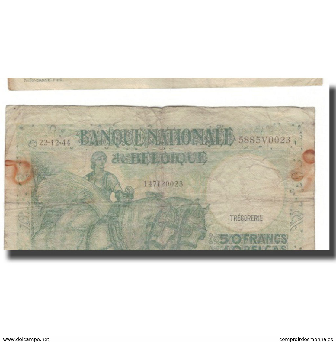 Billet, Belgique, 50 Francs-10 Belgas, 1944-12-22, KM:106, B+ - 50 Francs