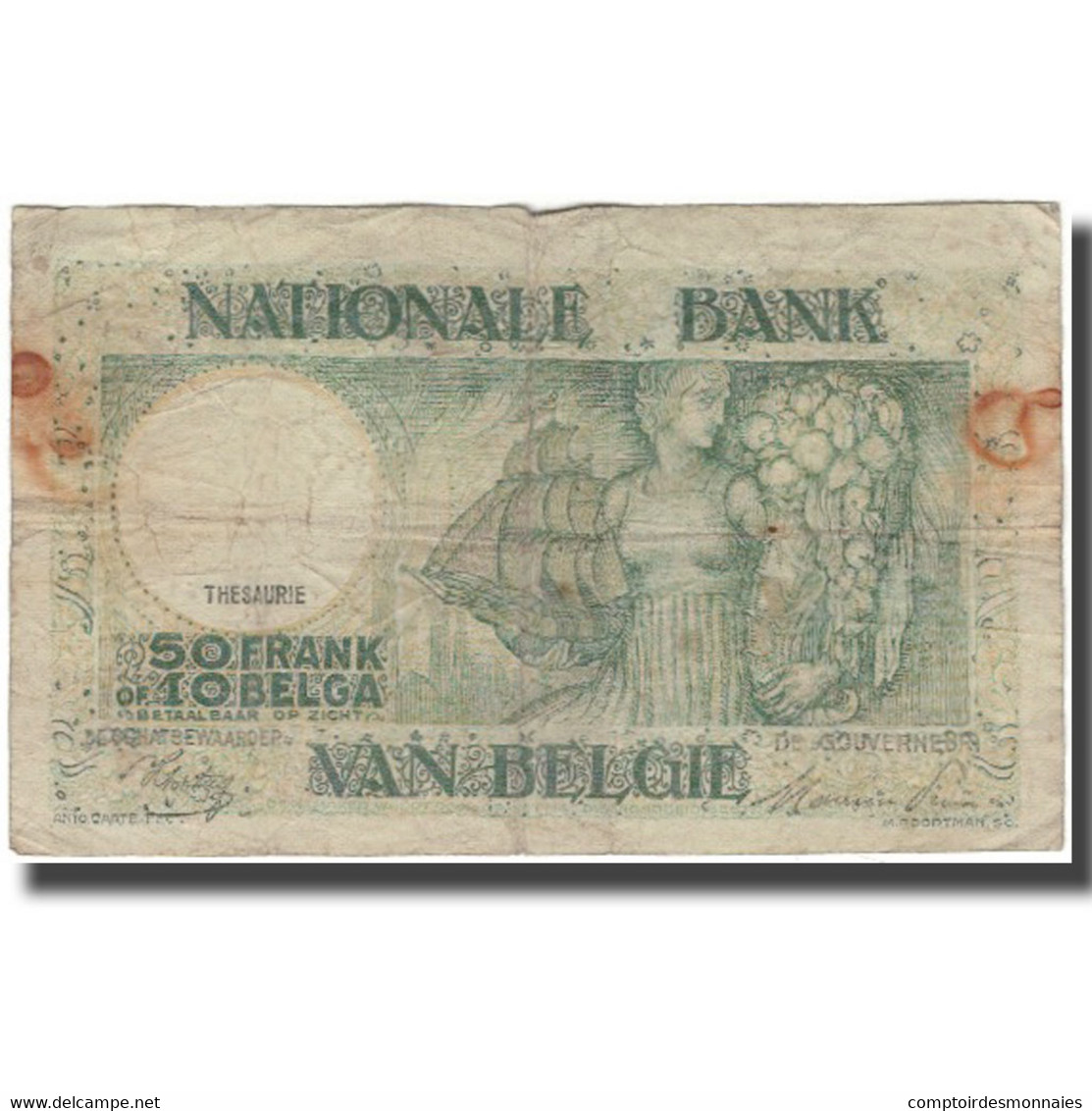 Billet, Belgique, 50 Francs-10 Belgas, 1944-12-22, KM:106, B+ - 50 Francs