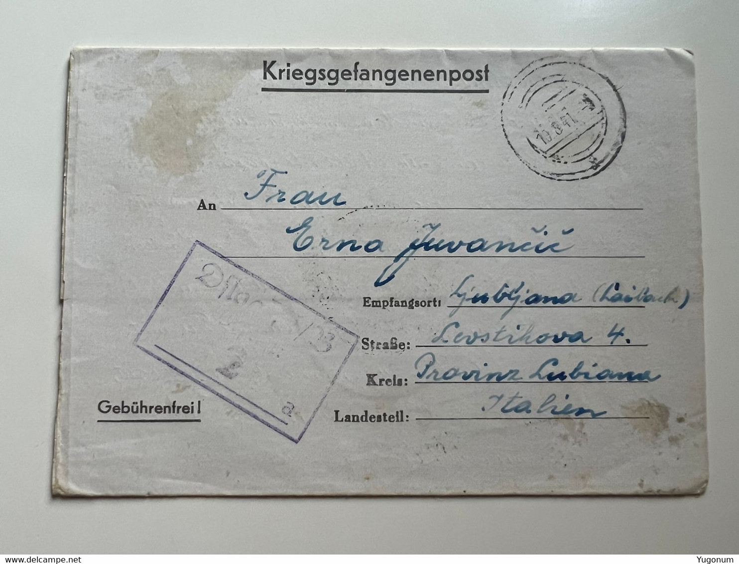 WWII KRIEGSGEFANGENPOST - OFLAG VI / 23 Female Prisoner 1941 Sent To Provinz Lubiana With Censorship (No 1914) - Lubiana