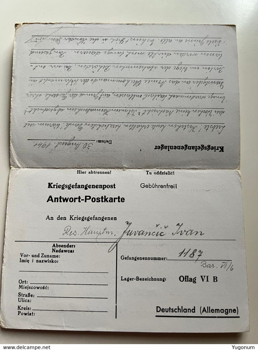 WWII KRIEGSGEFANGENPOST - OFLAG VI / 23 Female Prisoner 1941 Sent To Provinz Lubiana With Censor Stamps (No 1914b) - Ljubljana