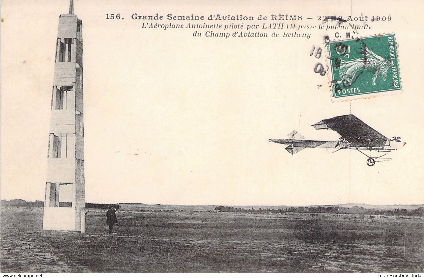 CPA - AVIATION - Grande Semaine D'Aviation De REIMS Août 1909 - 156 - Biplan Antoinette Piloté Par LATHAM - Demonstraties