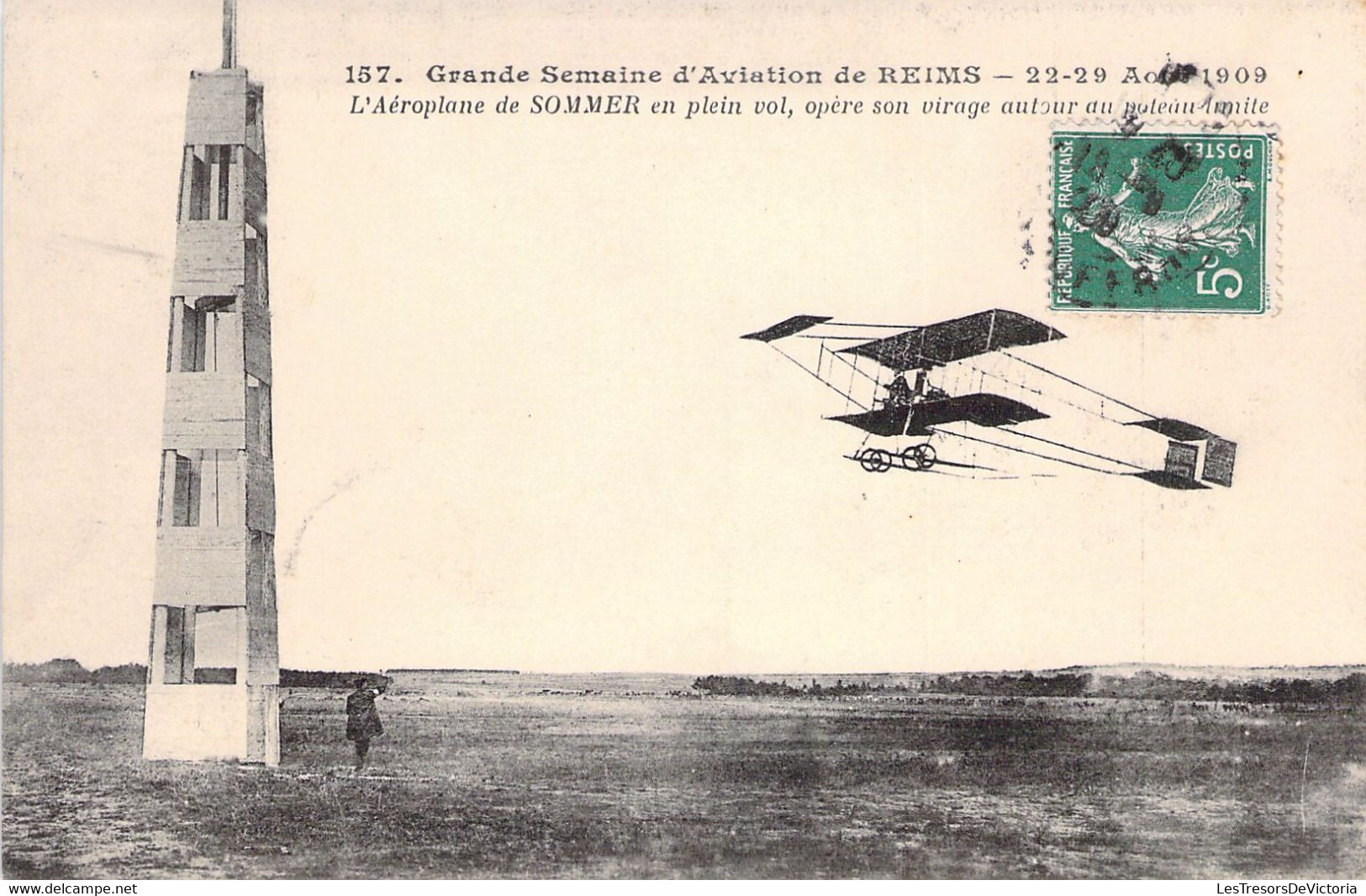CPA - AVIATION - Grande Semaine D'Aviation De REIMS Août 1909 - 157 - Aéroplane De SOMMER En Plein Vol - Meetings