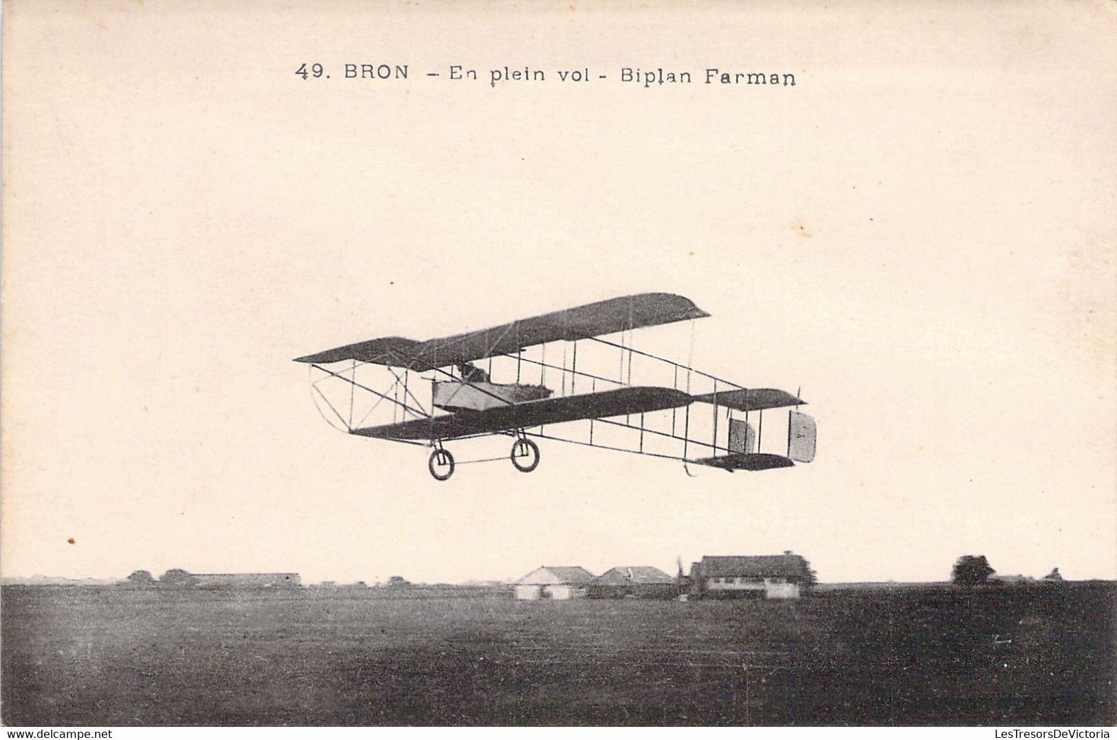 CPA - AVIATION - 49 - BRON - En Plein Vol - Biplan Farman - Aerodromes