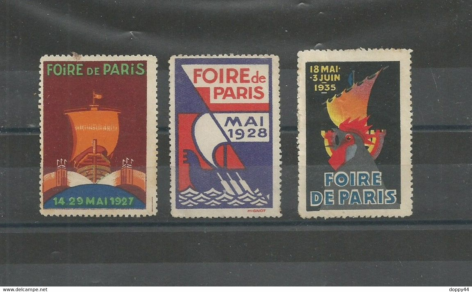 VIGNETTES FOIRE DE PARIS  3 DIFFERENTES 1927/1928/1935 - Tourisme (Vignettes)