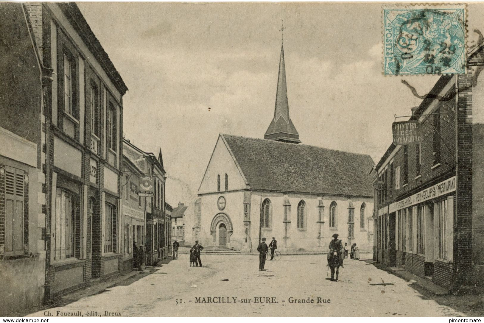 MARCILLY SUR EURE GRANDE RUE HOTEL RESTAURANT DES VOYAGEURS 1905 - Marcilly-sur-Eure