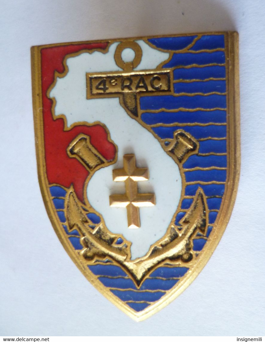 INSIGNE 4° RAC REGIMENT D' ARTILLERIE COLONIALE, émail  - DRAGO PARIS - Armée De Terre