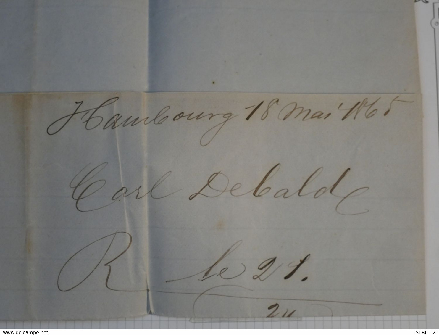 BM1 GERMANY   BELLE LETTRE  1865  HAMBURG A COGNAC    FRANCE   +AFFRANC. INTERESSANT++ - Hamburg