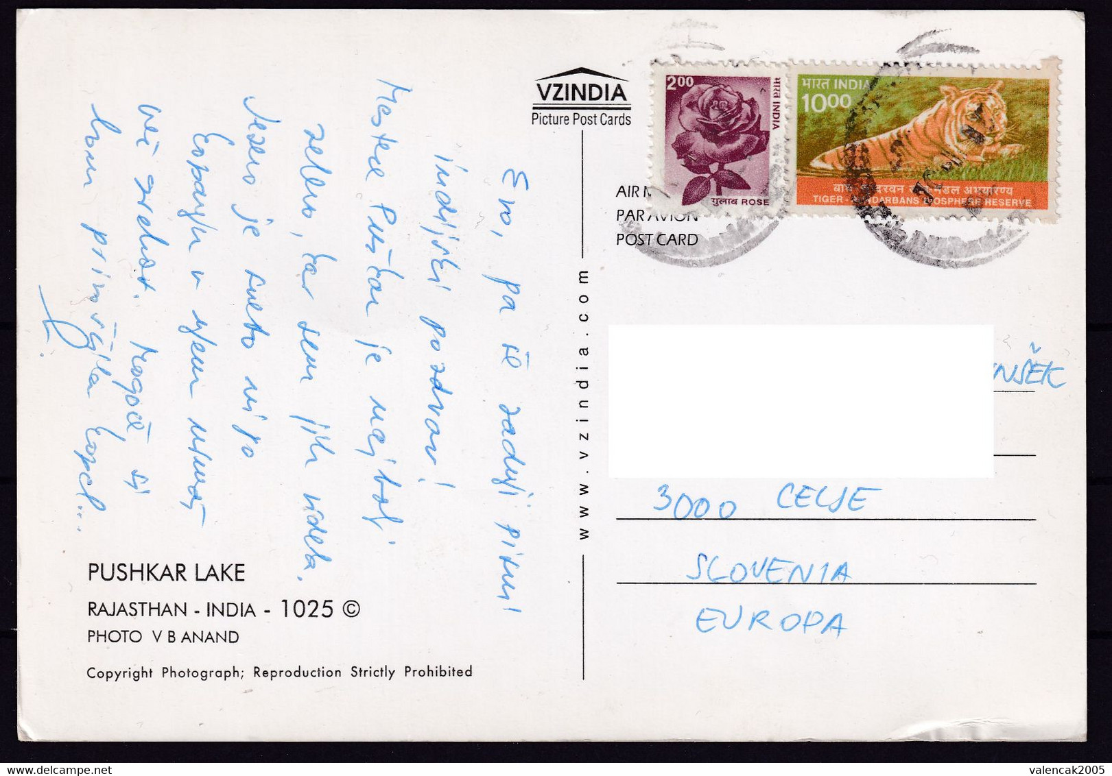 D29 INDIA Pushkar Lake Rajasthan Postcard Traveled To Slovenia With Stamps - India