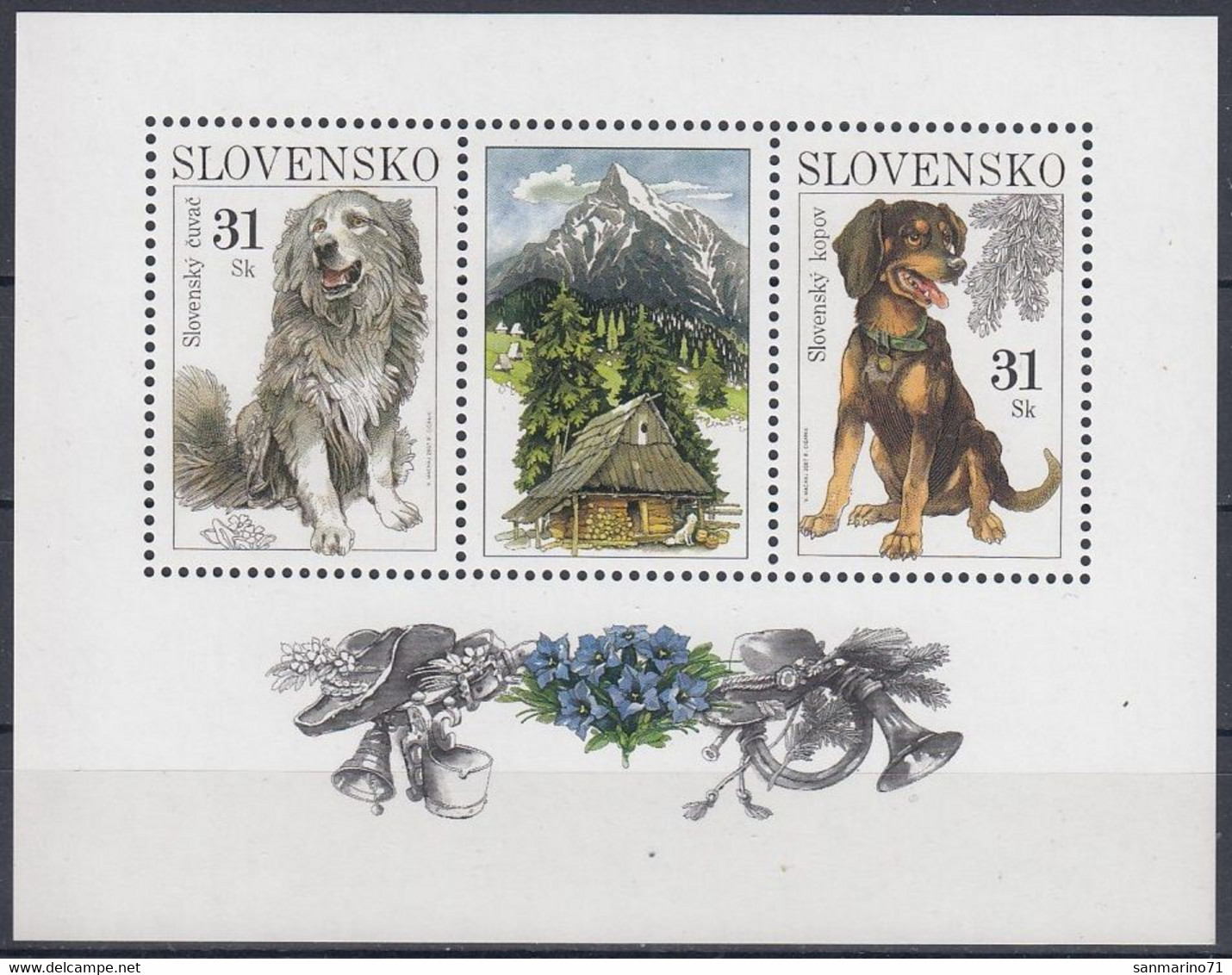 SLOVAKIA Block 26,unused,dogs - Hojas Bloque