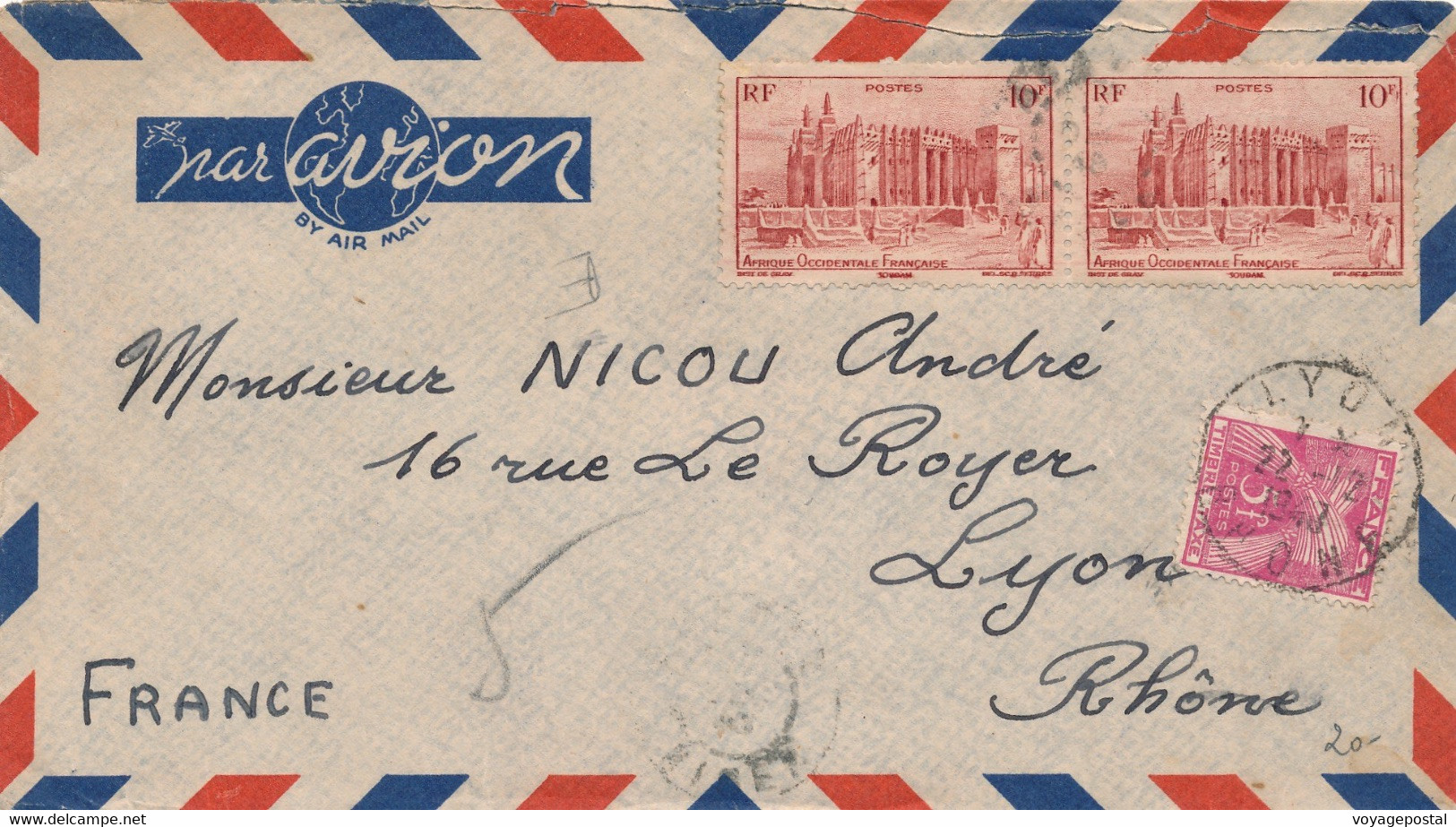 LETTRE POSTE RADIO MILITAIRE AGADES TAXE GERBE 5F COVER - Lettres & Documents